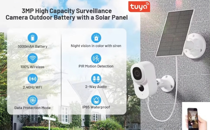 Outdoor WiFi Camera with Solar Panel